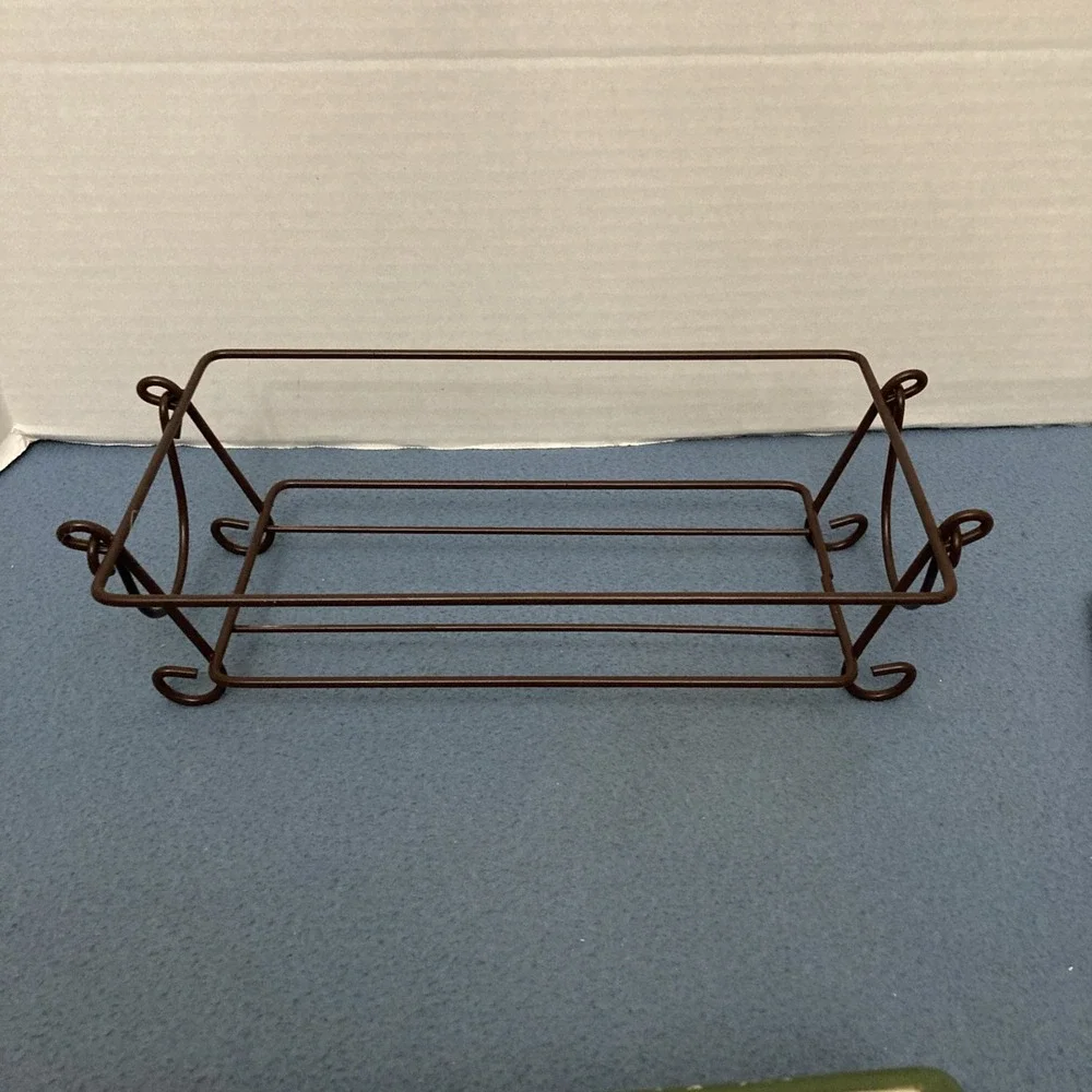 Temp-tations by Tara Floral Lace Green 1.7 Qt Loaf Pan w/Drip Tray & Wire Holder